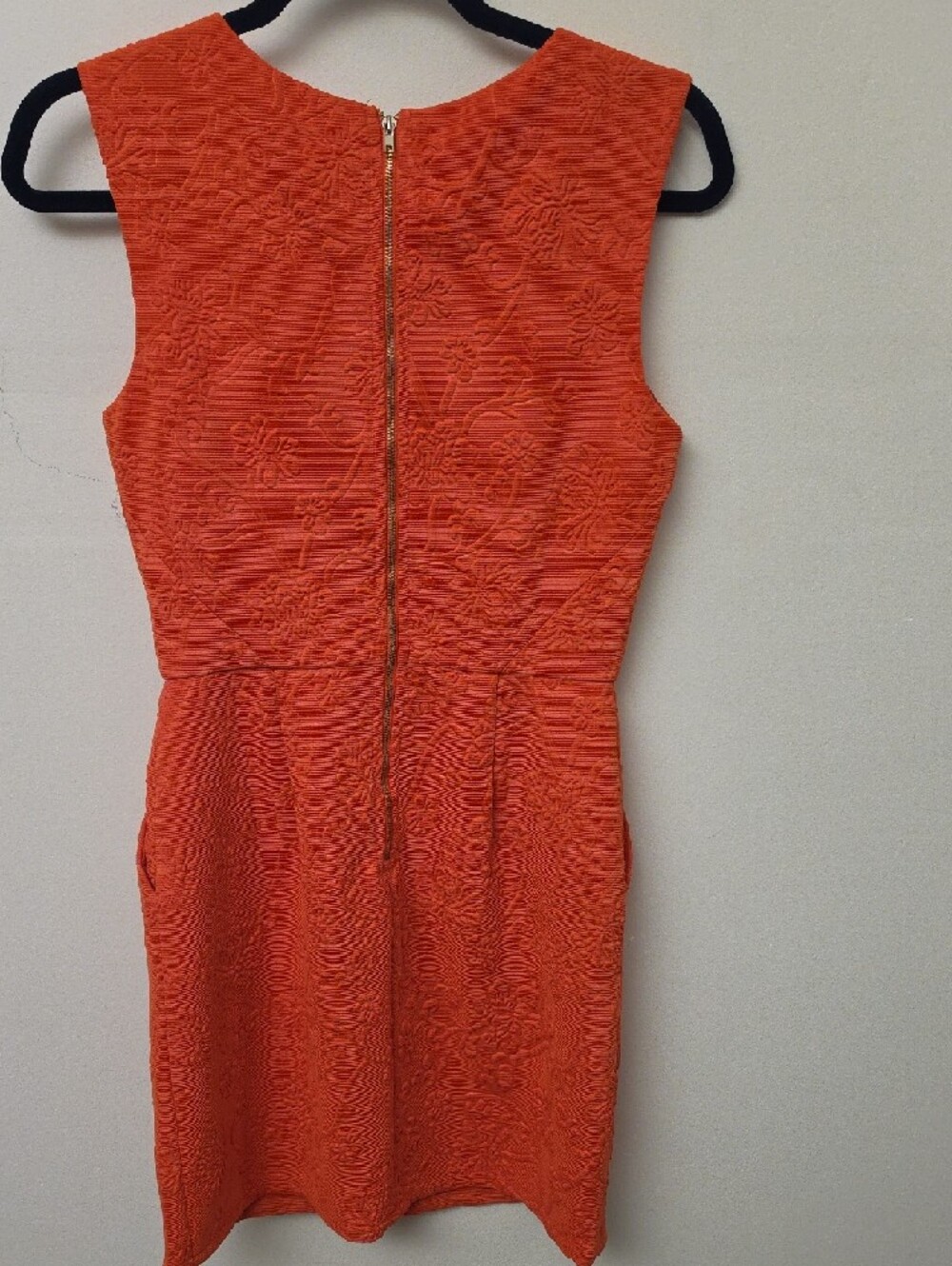 Under Skies Orange Textured Floral Sleeveless Mini Dress With Pockets SZ S - Picture 6 of 6